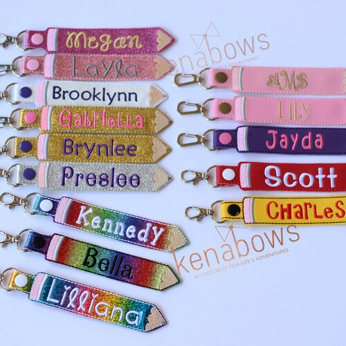 Personalized Name Tag, School Backpack Tag, Pencil Snap Tab, Key Fob, Key Chain, Teacher Gift, Kindergarten, 1st Grade, Boy, Girl