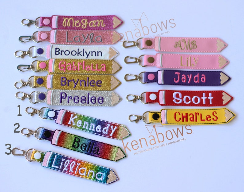 Personalized Name Tag, School Backpack Tag, Pencil Snap Tab, Key Fob, Key Chain, Teacher Gift, Kindergarten, 1st Grade, Boy, Girl image 1