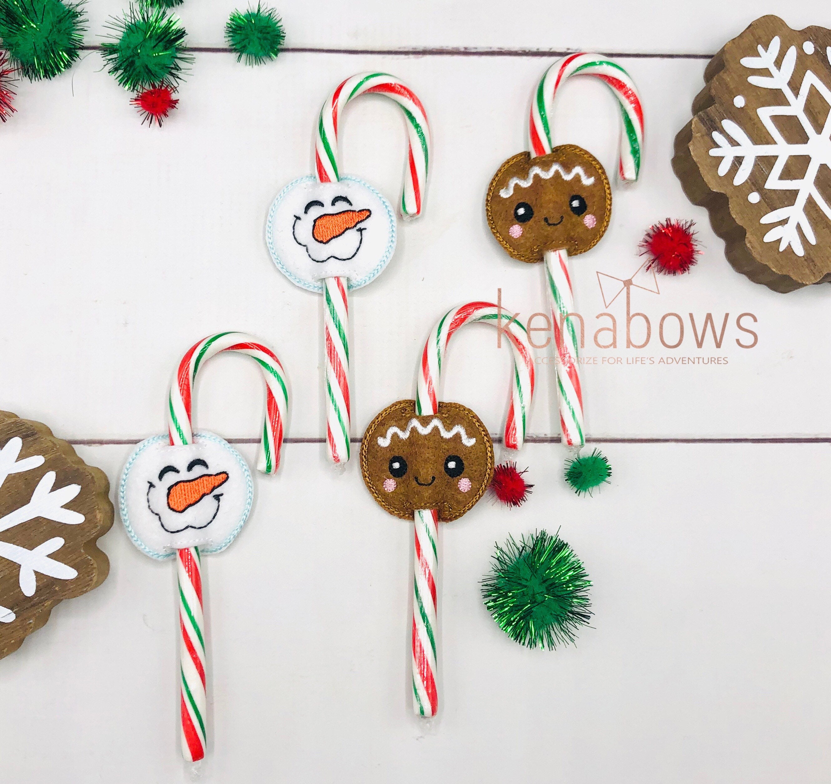 Candy Cane Holders, Gingerbread Man, Snowman, Teacher Gifts, School Gifts, Stocking Stuffers, Christmas Party Favors, Holiday Pencil Sleeve