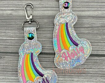 Bag Tag, Personalized Name, Rainbow School Backpack, Neon, Key Fob, Key Chain, Gift, Kindergarten, 1st Grade, Girl, Dance Bag, Lunch Box Tag