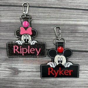 School Bag Tag, Personalized Backpack, Mickey, Minnie, Disney Luggage Tag, Key Chain, Girl, Boy,Gift, Kindergarten, 1st Grade Lunch Box Tag