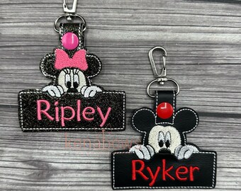 School Bag Tag, Personalized Backpack, Mickey, Minnie, Disney Luggage Tag, Key Chain, Girl, Boy,Gift, Kindergarten, 1st Grade Lunch Box Tag