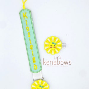 Sunshine Pacifier Clip: Personalized Binky Holder, Baby Girl, Universal Paci Clip, Pacifier Keeper, Pacifier Leash, Mint Green, Yellow image 2