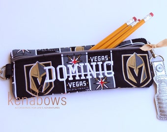 Pencil Case, Hockey, Vegas, Personalized, Zipper, Pencil Pouch, Back to School Supplies, First Day, Golden Knights, Kindergarten, 1st Grade