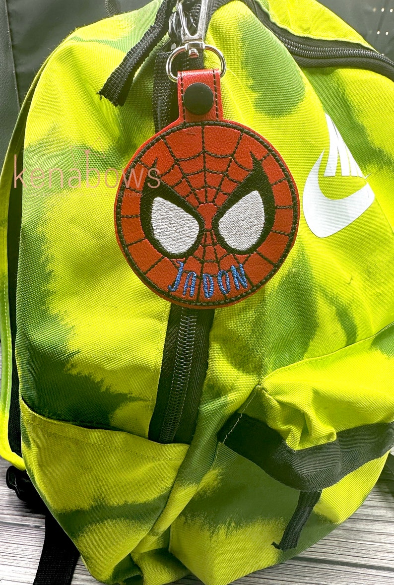 Spider, Morales Bag Tag, Party Favor, Personalized School Backpack, Web Boy, Key Fob, Girl, Superhero, Kindergarten, Lunch Box, Diaper Bag image 5