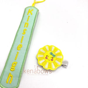 Sunshine Pacifier Clip: Personalized Binky Holder, Baby Girl, Universal Paci Clip, Pacifier Keeper, Pacifier Leash, Mint Green, Yellow image 3