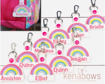 Bag Tag, Personalized Name, Rainbow School Backpack Tag, Key Fob, Key Chain, Gift, Kindergarten, 1st Grade, Girl, Dance Bag, Lunch Box Tag