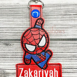 Spider Hero Bag Tag, Party Favor, Personalized School Backpack, Web Boy, Key Chain, Girl, Superhero, Kindergarten, Lunch Box Tag, Diaper Bag