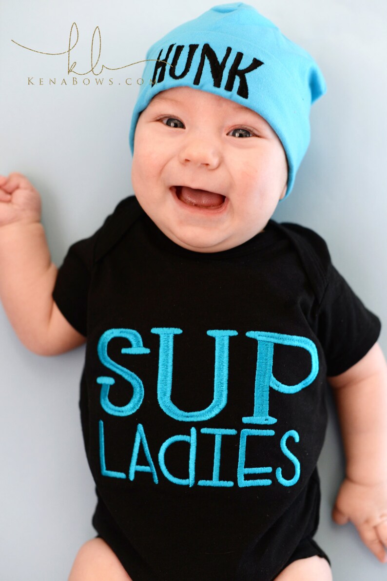 Newborn Baby Boy Outfit Sup Ladies Ladies Man Bodysuit Hunk Etsy