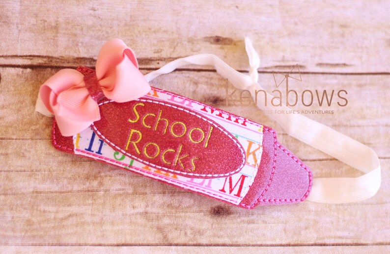 School Headband Personalized Pink Crayon Headband PreK Etsy