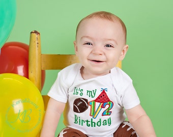 It's My 1/2 Birthday Embroidered Shirt: Baby Boy 6 Month Football Outfit, 6m Pictures