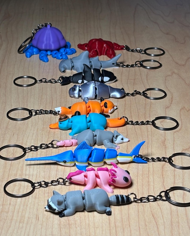 Flexi Animal Keychains - 3D Printed & Articulated - Etsy
