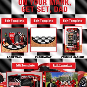 Pacchetto di 63 modelli modificabili per la festa del papà: design Canva personalizzabili per magliette, tazze, archi da parete, cartelli da giardino, biglietti giganti e altro ancora