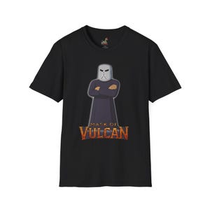 Camiseta unisex de la Máscara de Vulcano, camiseta del poderoso villano Hércules, camiseta de fanático de la mitología, camiseta de villano invencible, camiseta de personaje de dibujos animados retro.