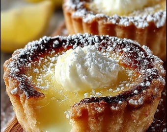 MELHOR RECEITA para Mini Tortas Impossíveis de Limão | Download Instantâneo em PDF | Receita de Mini Torta de Limão Cremosa | Cartão de Sobremesa Digital | Receita para Imprimir