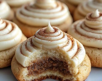 BEST RECIPE for Cinnamon Roll Cookies | Instant Download PDF | Thick & Chewy Cookie with Cream Cheese Frosting | Digital Dessert Recipe