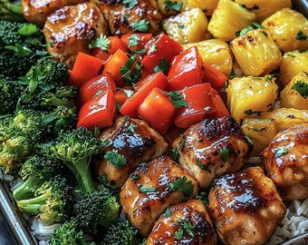 MELHOR RECEITA de Frango Havaiano Assado | Download instantâneo em PDF | Jantar Tropical Fácil | Rápido e Caseiro | Receita Digital