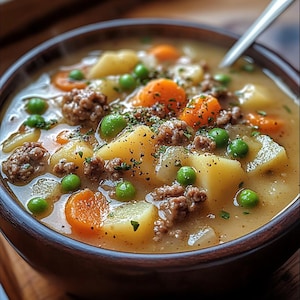 MIGLIORE RICETTA per zuppa cremosa di patate e hamburger / Download istantaneo in PDF / Cibo facile e confortante in pentola a cottura lenta / Scheda ricetta digitale