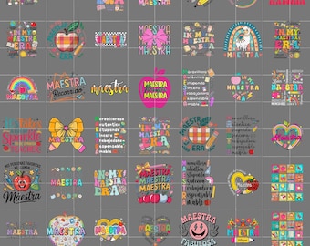 50+ Maestra PNG Bundle, Spanish Teacher Clipart (Digital Design)