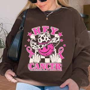 Hey Cancer PNG Cowgirl Brustkrebs Bewusstsein Sublimation Pink Western Mittelfinger Clipart Bold Oktober Digital Download