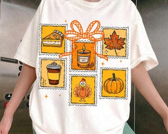 Retro Fall Stamps PNG, Cozy Autumn Design (Digital Download)