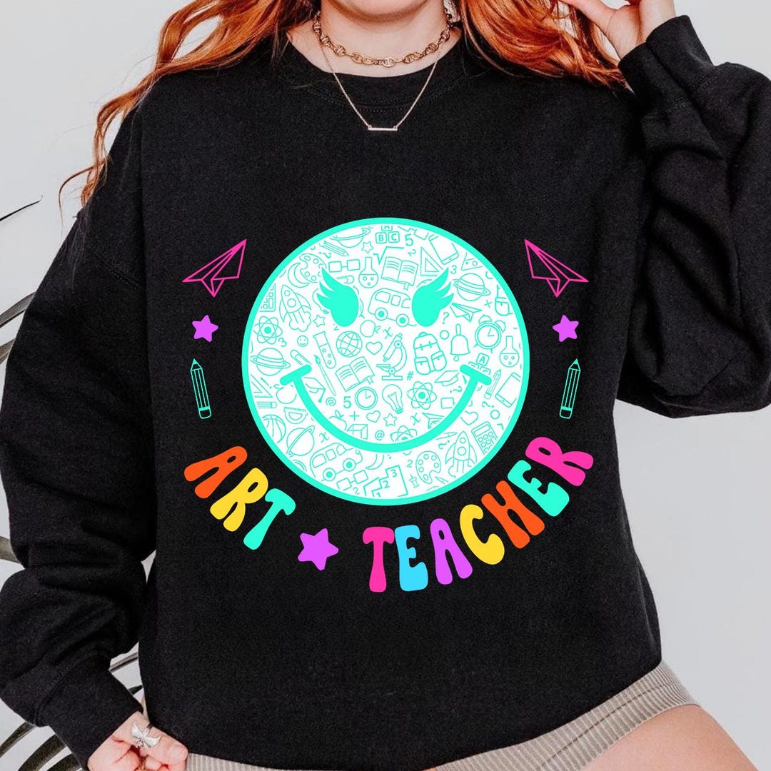 Smiley Art Teacher PNG, Colorful Back to School Shirt Design, Retro ...
