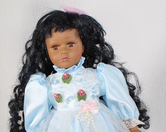 African American Porcelain  Doll 16&quot; (BRYANA) #45