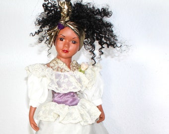 African American Porcelain Doll  16&quot; (CHAVONNE) #6