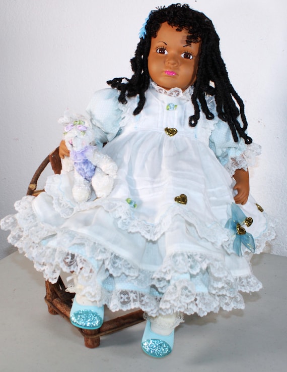 African American Porcelain Doll 17"  (KASSY) #99