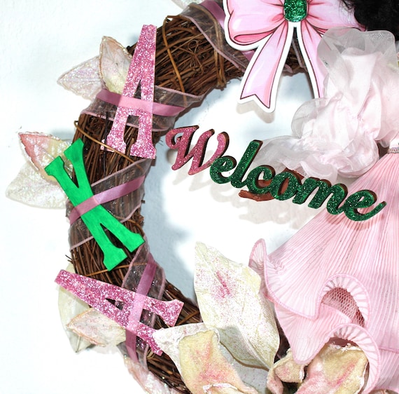 AKA  Soror African American Porcelain Doll Door WREATH 15"  #60