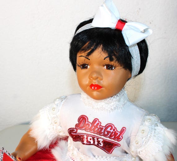African American Soror (DELTA) Porcelain Doll 15" (#73)