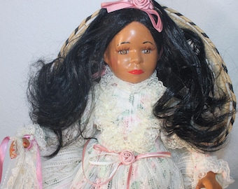 African American Porcelain Victorian Doll 16