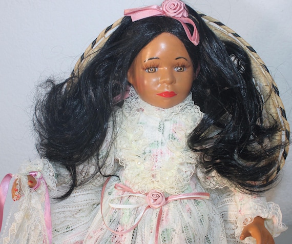 African American Porcelain Doll 16" (NAEEMAH and NOODLES) # 112