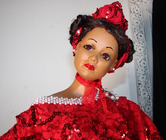 African American Porcelain Doll 30" (ZURI) #147
