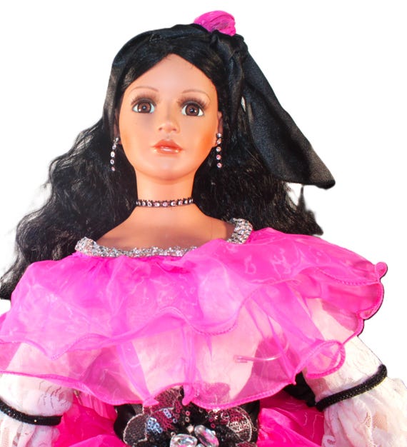 African American Porcelain Doll 26" RAVEN #114