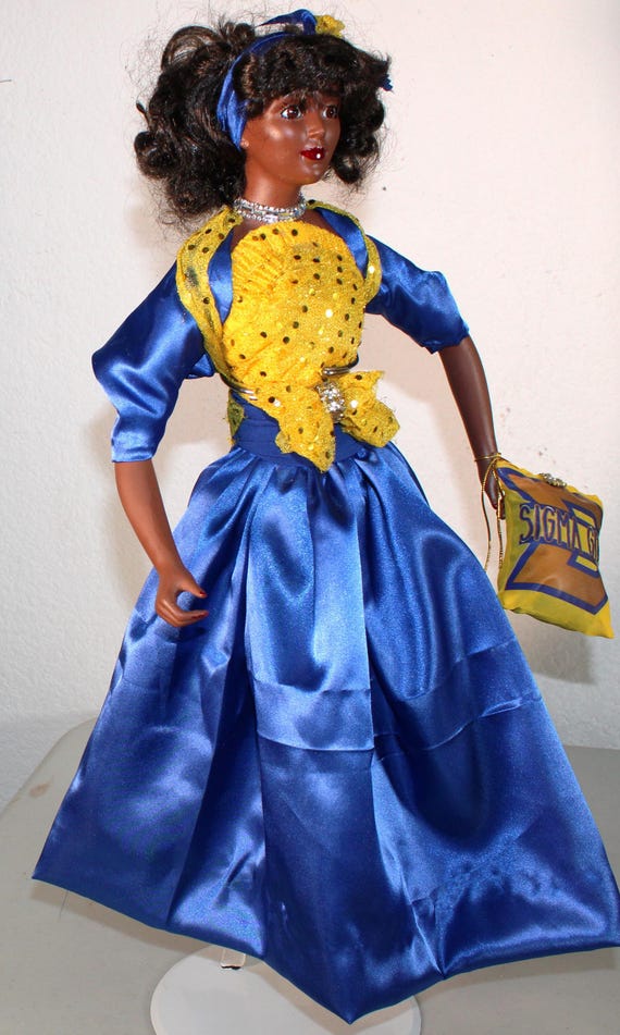 African American Porcelain  Soror Doll (Sigma Gamma Rho) 20"  (#93)