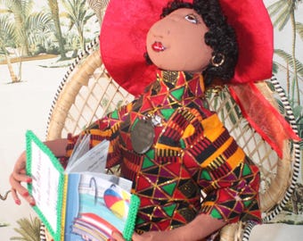 African American Handmade Doll 20" A Well Read Woman" (#48)