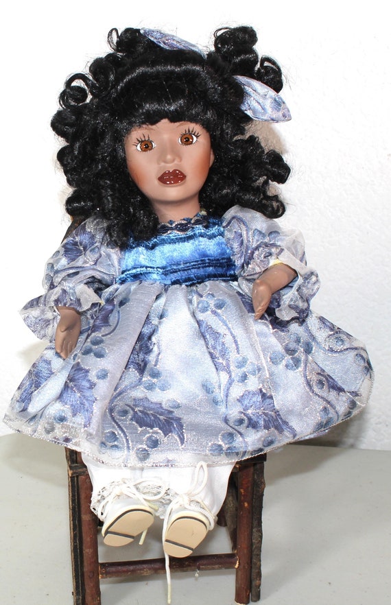 African American Porcelain Mini Sitting Doll 10" (GINGER, MUSIC BOX) #30