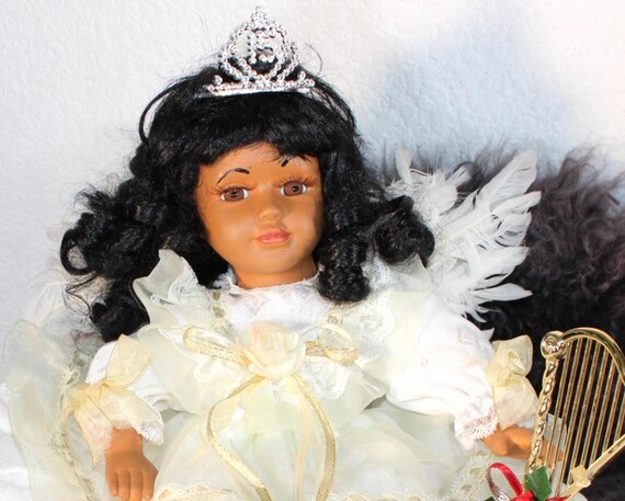 African American Porcelain Angel on a CLOUD (#104)  11"