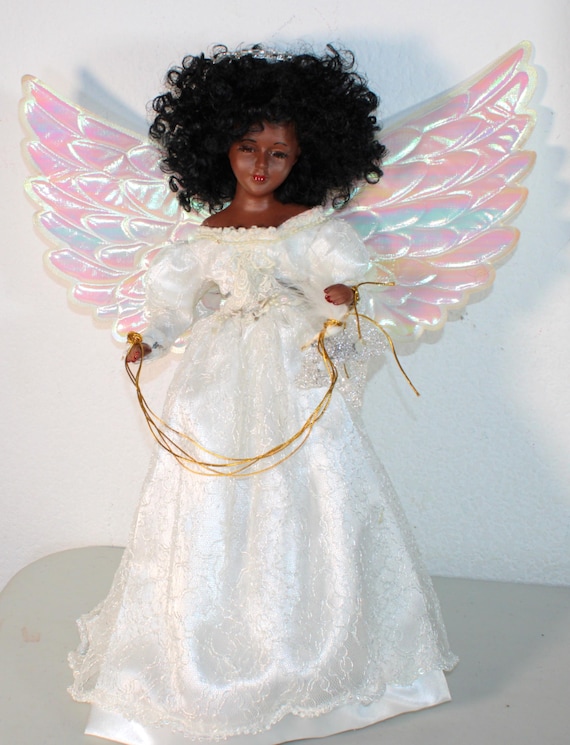African American Porcelain Angel Doll 18"  (#59) (Angelina)