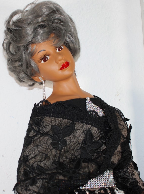 African American Porcelain Doll 28"    (SAFIA)   #134
