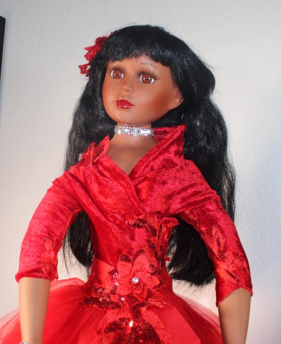 African American Porcelain Doll 26"  (XANTHIA) #108