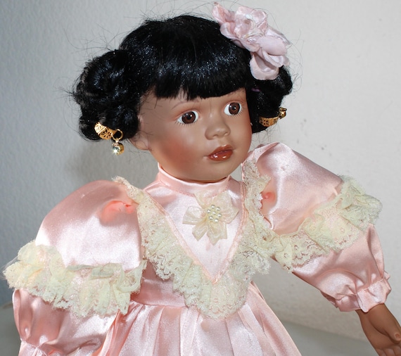African American Porcelain Doll  15"  (BIRTHDAY GIRL) #130