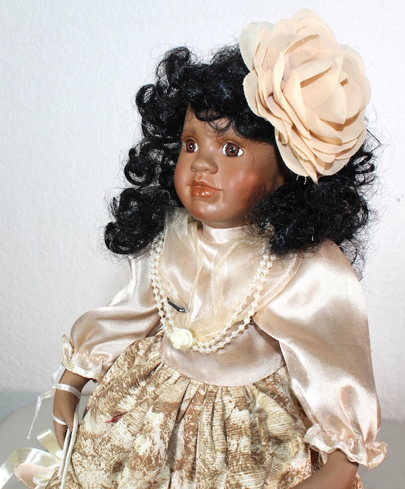 African American Porcelain  Victorian Doll 16" (KAMI) #34