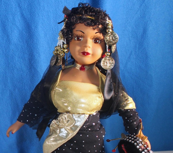 African American Porcelain Doll 16" gypsy doll  (EGYPT) #55