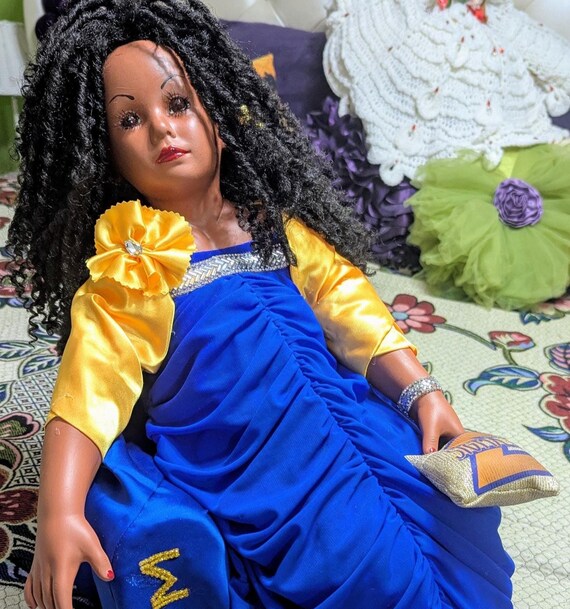 African American Soror Doll (Sigma Gamma Rho) 22"  (#2)