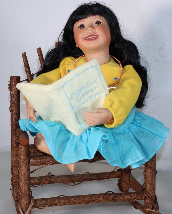 Multi Racial  Porcelain Doll w/ Chair  12" (ABBY) #144