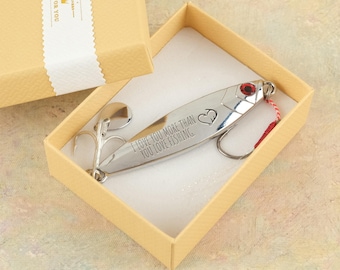 Leurre de pêche gravé personnalisé, cadeau pour lui, cadeau pour pêcheur, leurre en or ou en argent avec message, boîte incluse