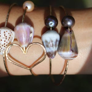 Heart Bangle with Hawaiian Seashell