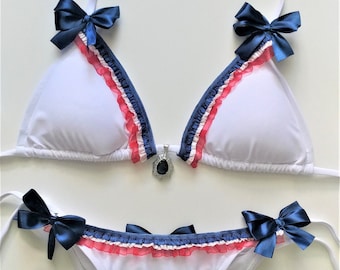 GREAT AMERICA Bikini USA Americana 4th of July Red White Blue Brazilian Scrunch Bottom Bikini July 4 Memorial Day Flag Swimsuit Lolita Ddlg